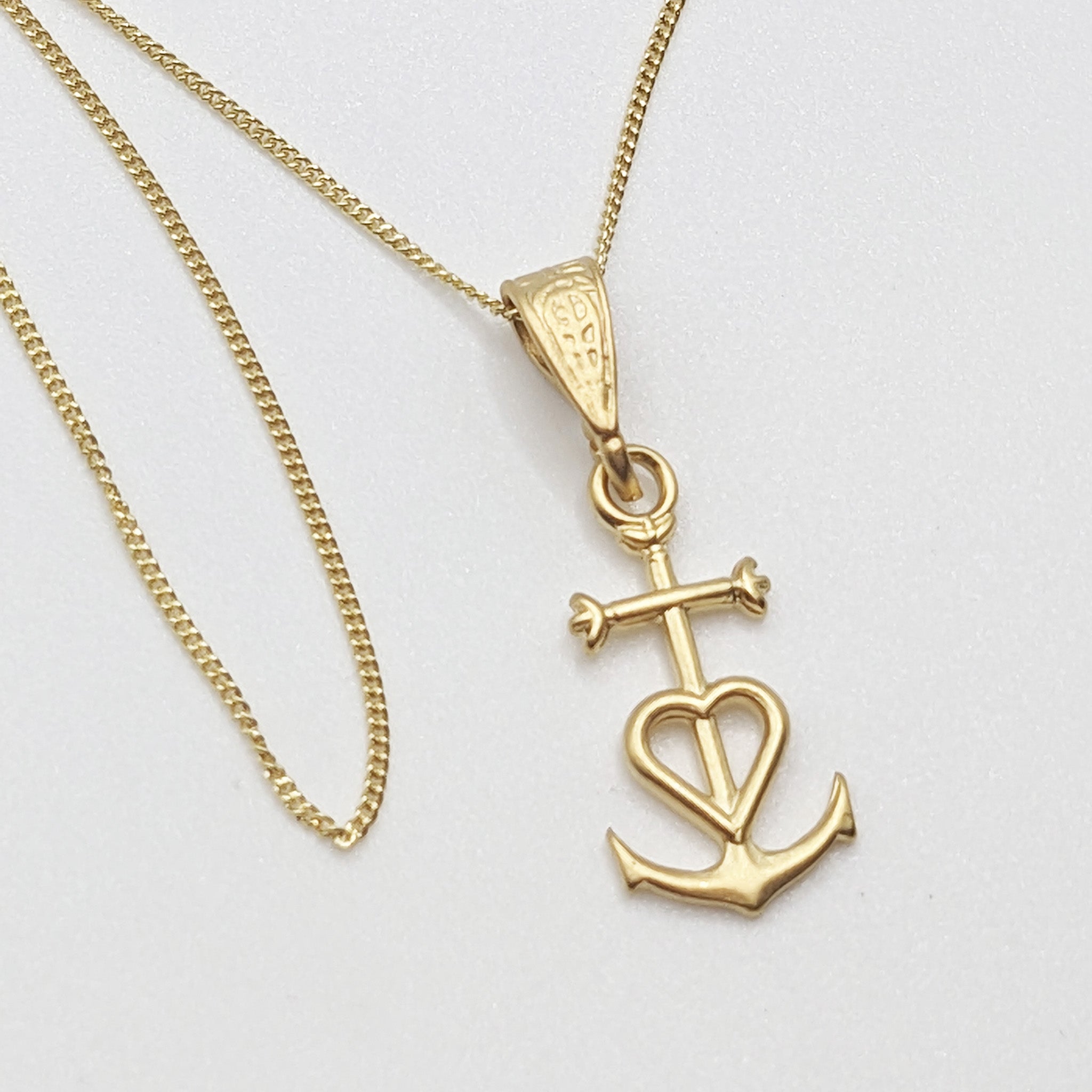 Camargue Cross 18K Gold Vermeil Necklace 10x20mm TINY + 18 Inch Italian Fine 18K Gold Vermeil Chain