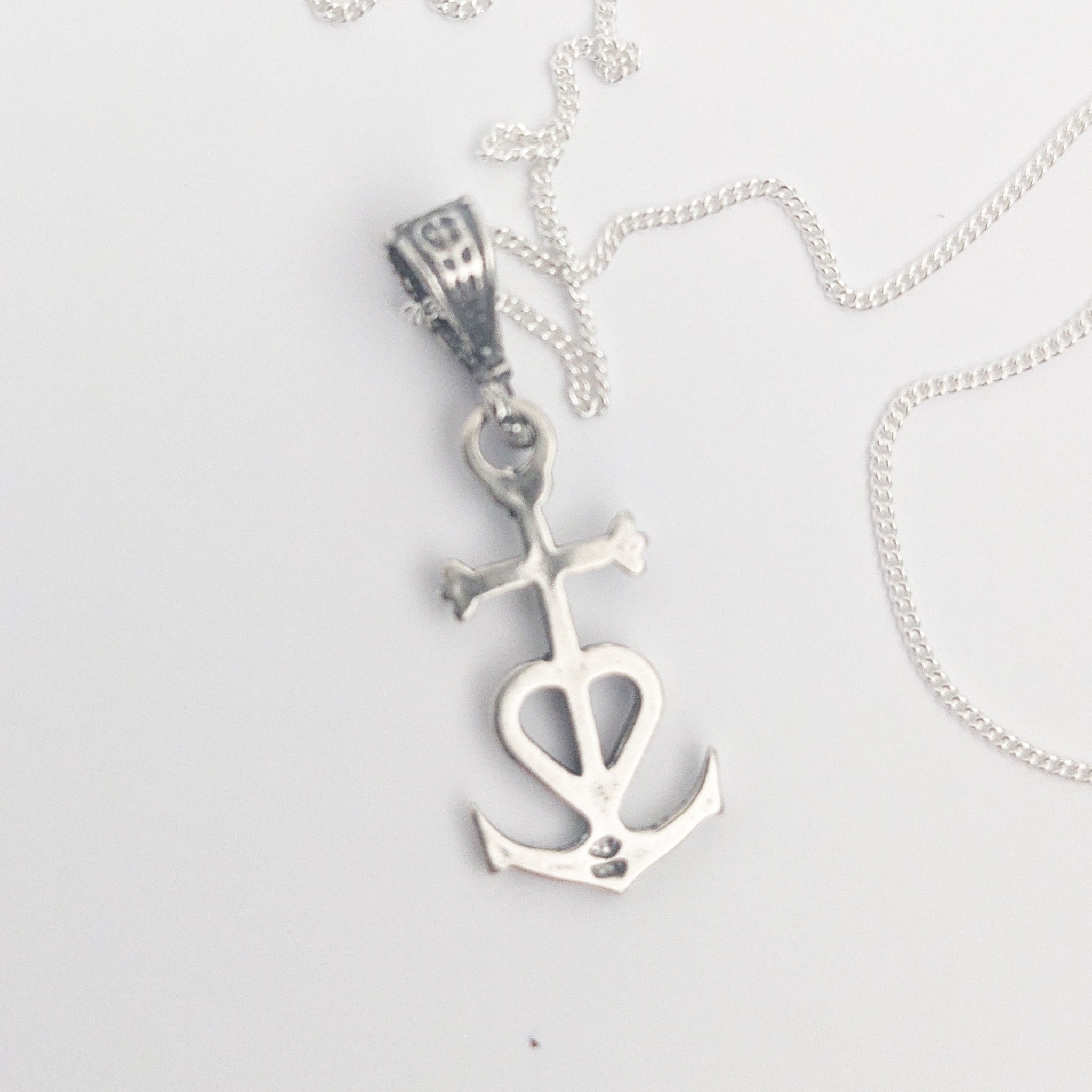 Camargue Cross Sterling Silver Necklace 10x20mm TINY + 18 Inch Italian Fine Sterling Silver Chain