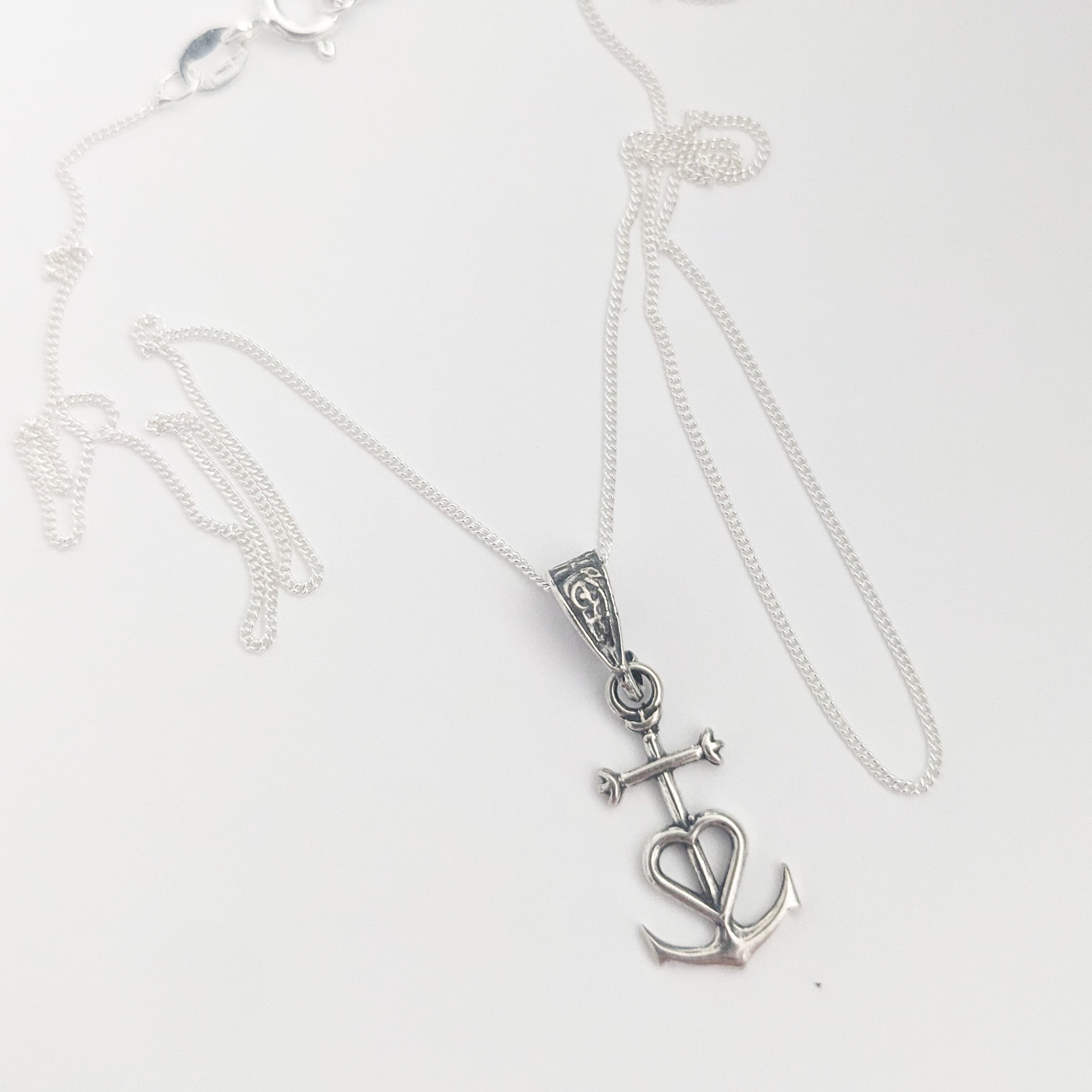 Camargue Cross Sterling Silver Necklace 10x20mm TINY + 18 Inch Italian Fine Sterling Silver Chain