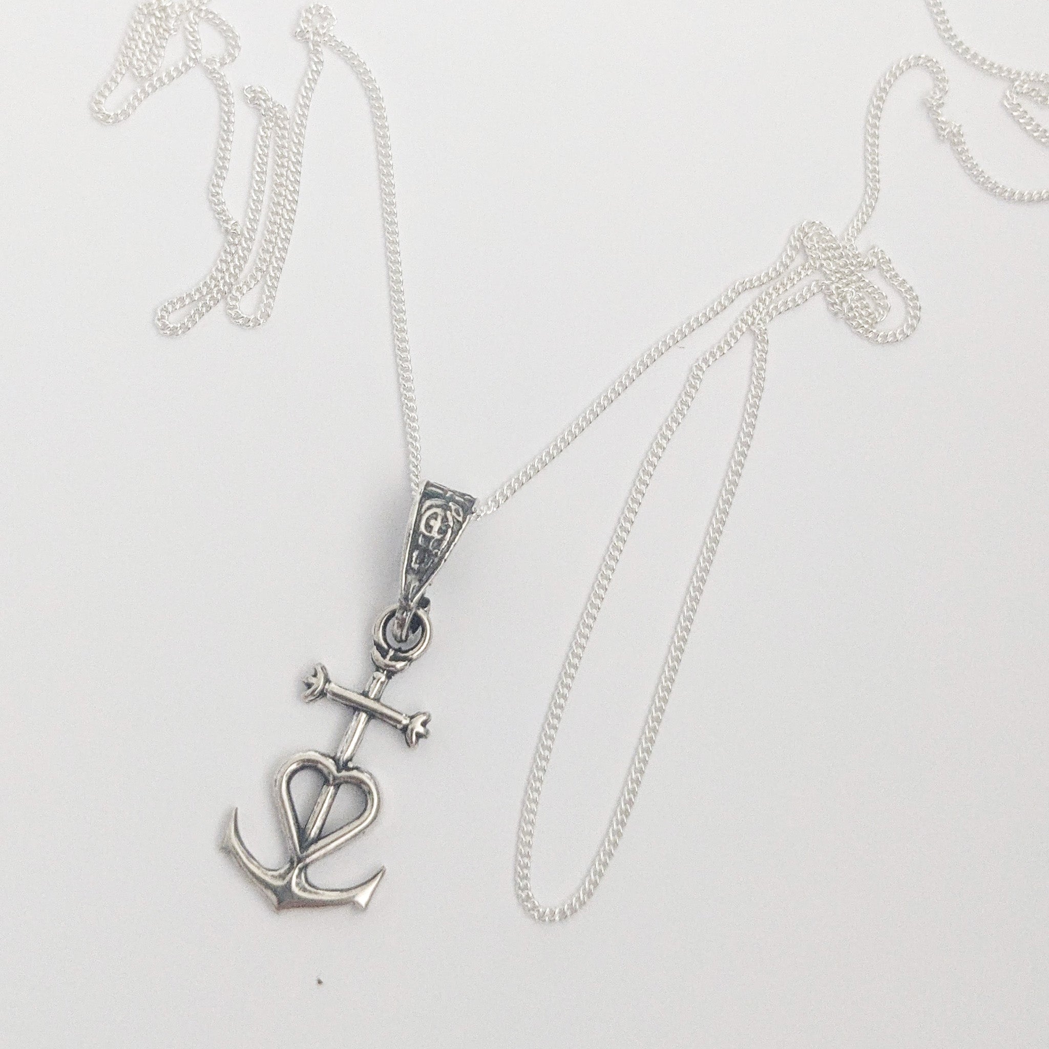 Camargue Cross Sterling Silver Necklace 10x20mm TINY + 18 Inch Italian Fine Sterling Silver Chain