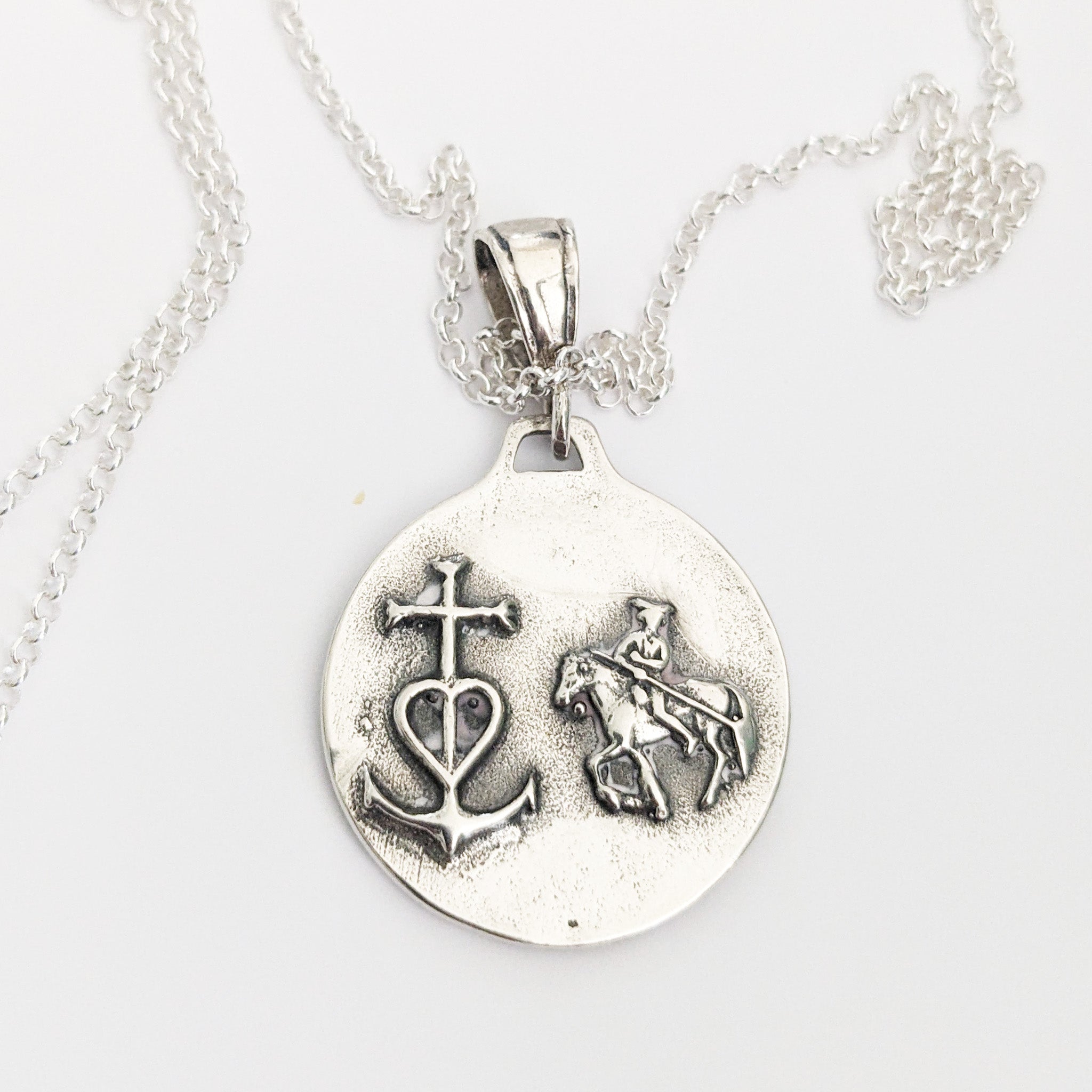 Les Saintes Maries de la Mer Sterling Silver 26mm LARGE + 18 Inch Italian 2mm Sterling Silver Chain