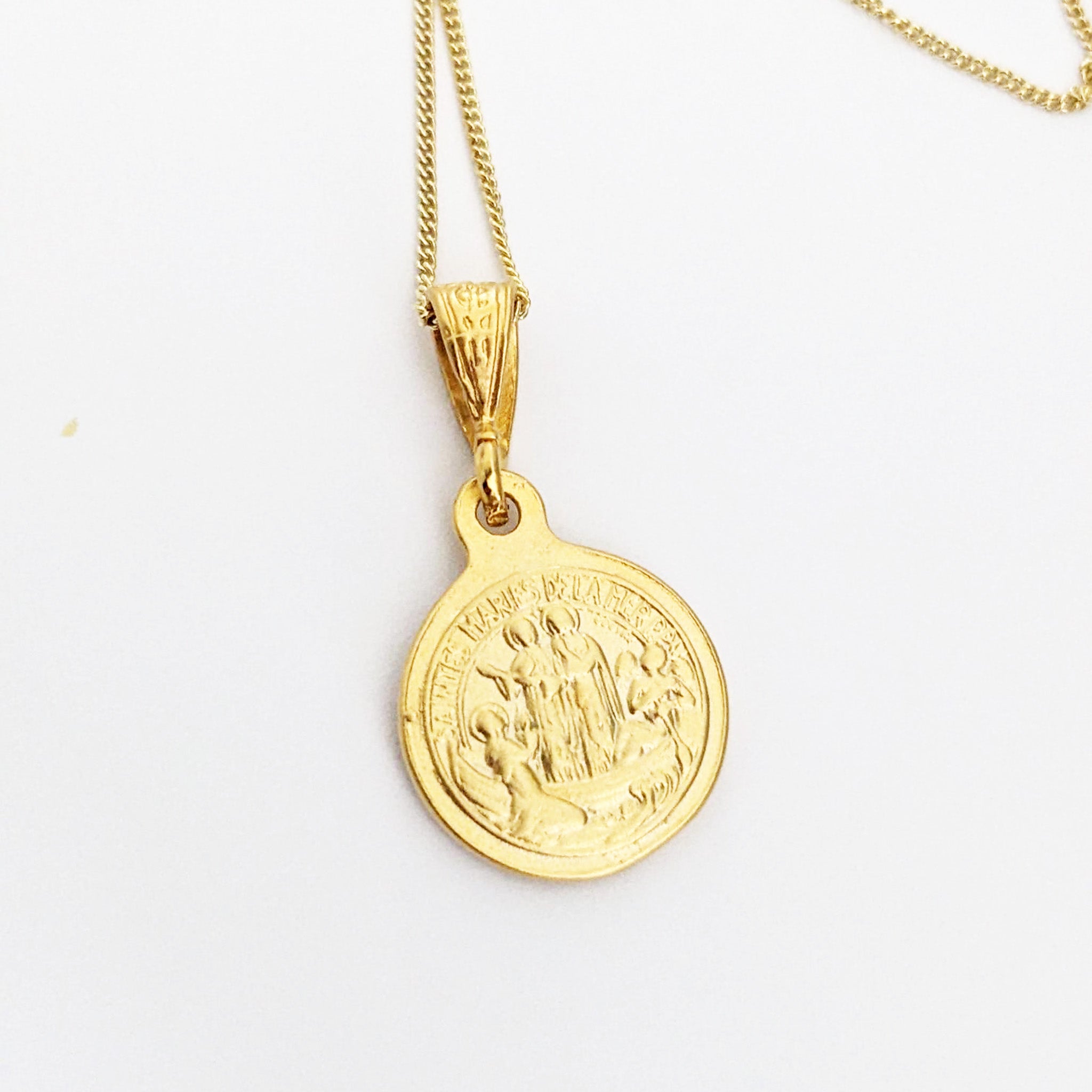 Sainte Sarah / Saintes-Maries 18K Gold Vermeil 14mm SMALL + 18 Inch Italian Fine 18K Gold Vermeil Chain