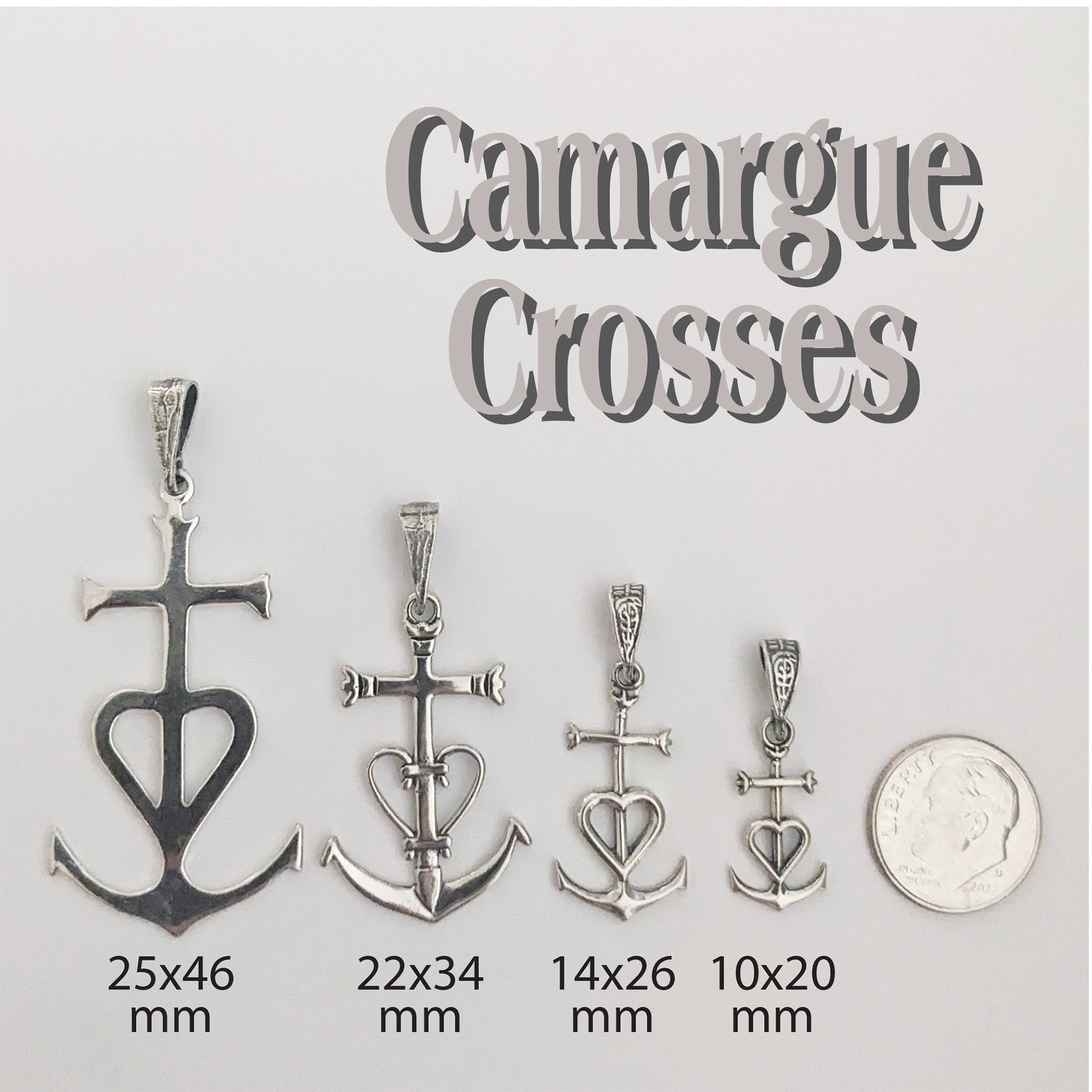 Camargue Cross Sterling Silver Necklace 10x20mm TINY + 18 Inch Italian Fine Sterling Silver Chain